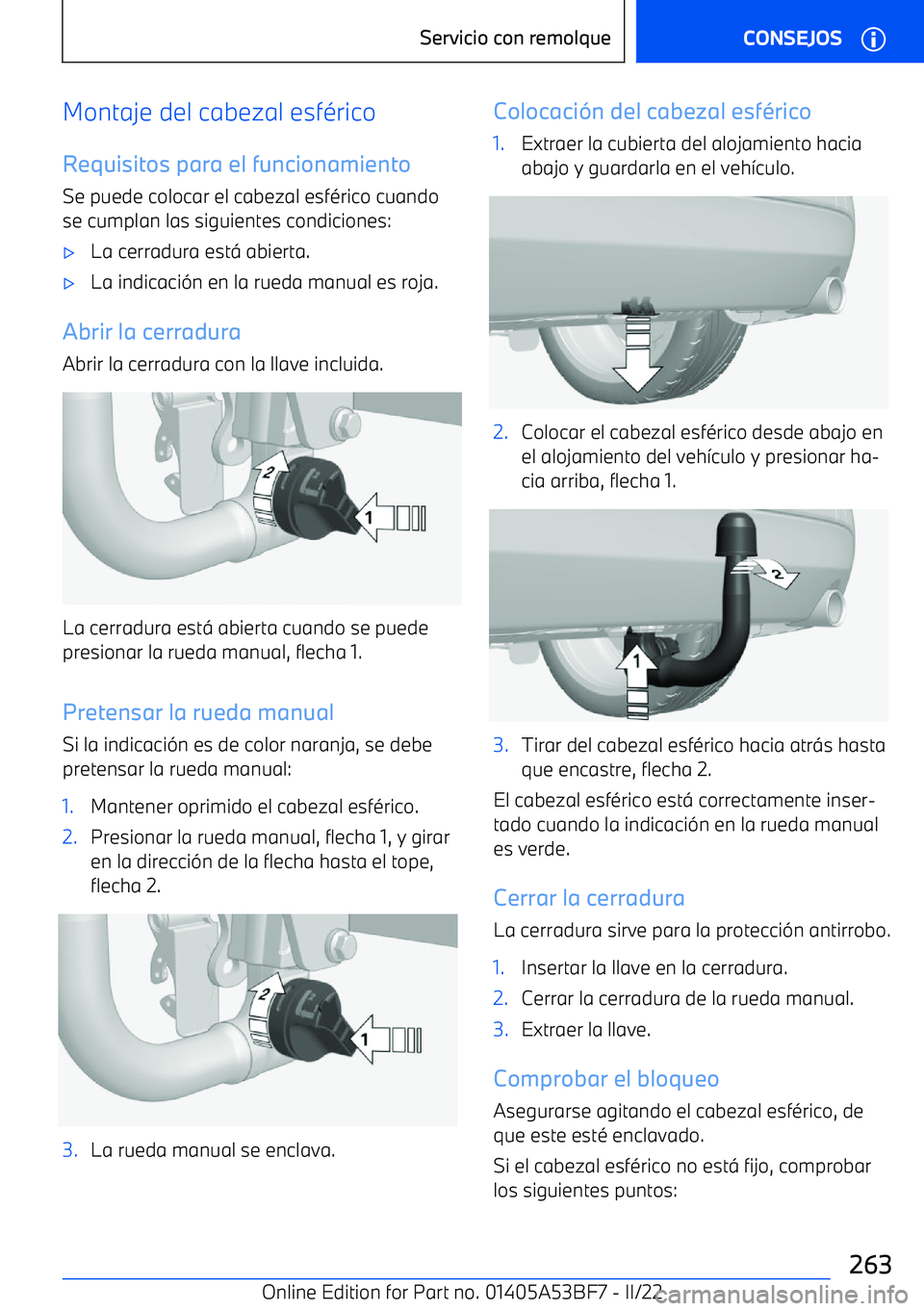 BMW X1 2022 Manuales de Empleo (in Spanish) Montaje del cabezal esf BMW X1 2022 Manuales de Empleo (in Spanish) Montaje del cabezal esf
