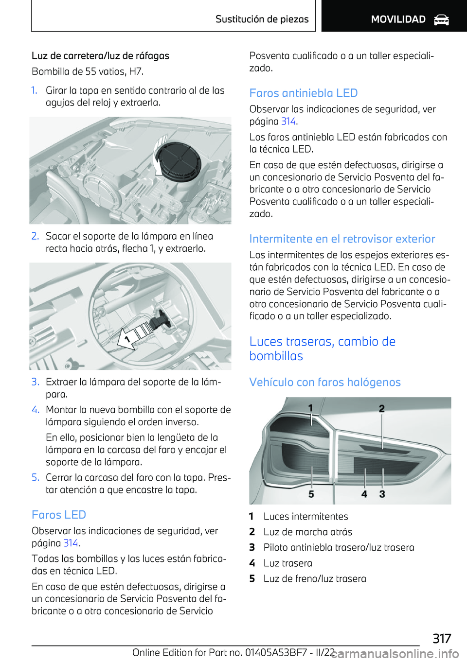 BMW X1 2022 Manuales de Empleo (in Spanish) Luz de carretera/luz de r BMW X1 2022 Manuales de Empleo (in Spanish) Luz de carretera/luz de r