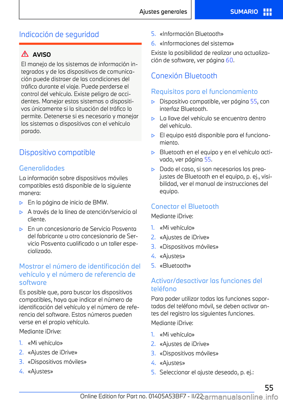 BMW X1 2022 Manuales de Empleo (in Spanish) Indicaci BMW X1 2022 Manuales de Empleo (in Spanish) Indicaci