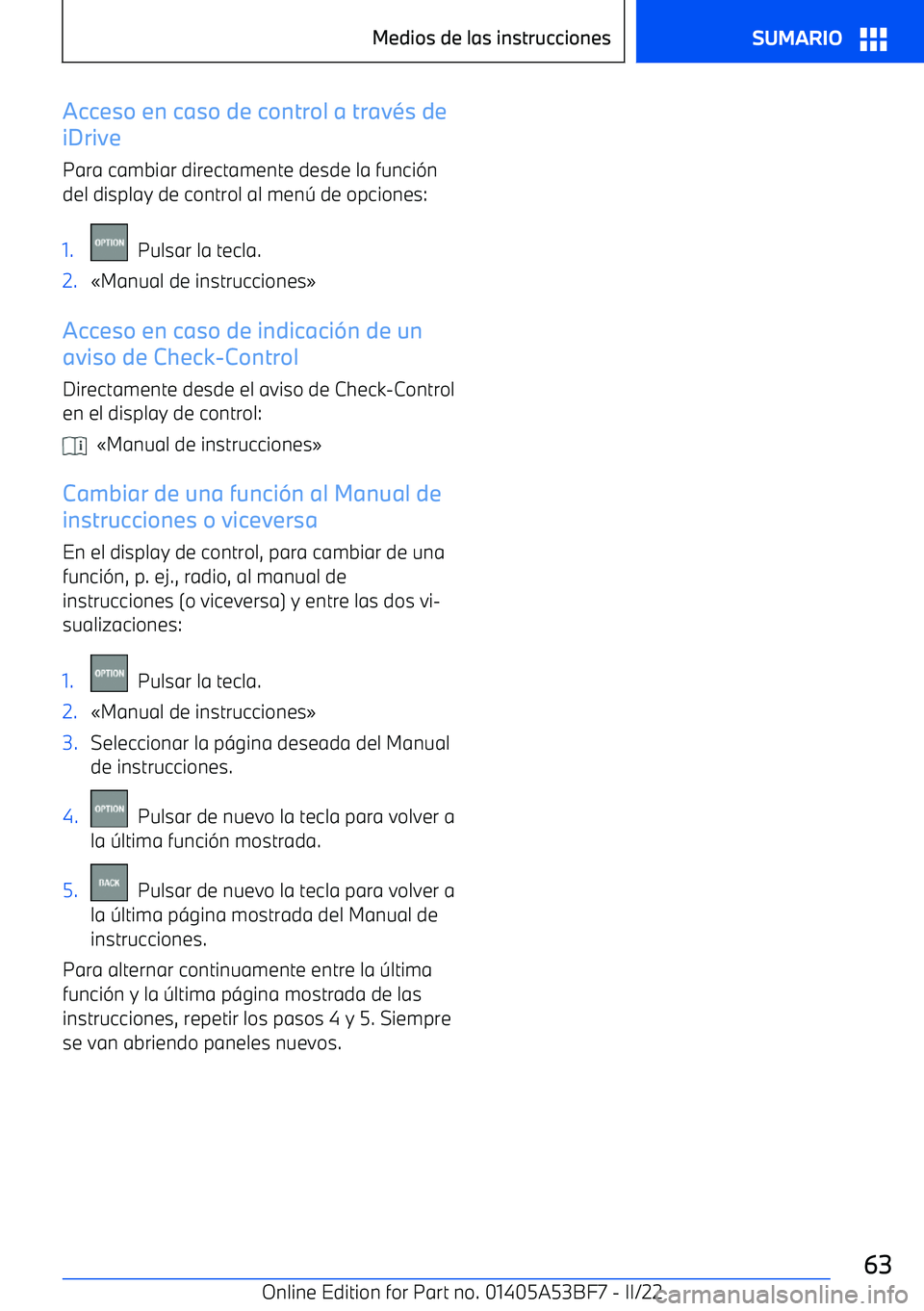 BMW X1 2022 Manuales de Empleo (in Spanish) Acceso en caso de control a trav BMW X1 2022 Manuales de Empleo (in Spanish) Acceso en caso de control a trav
