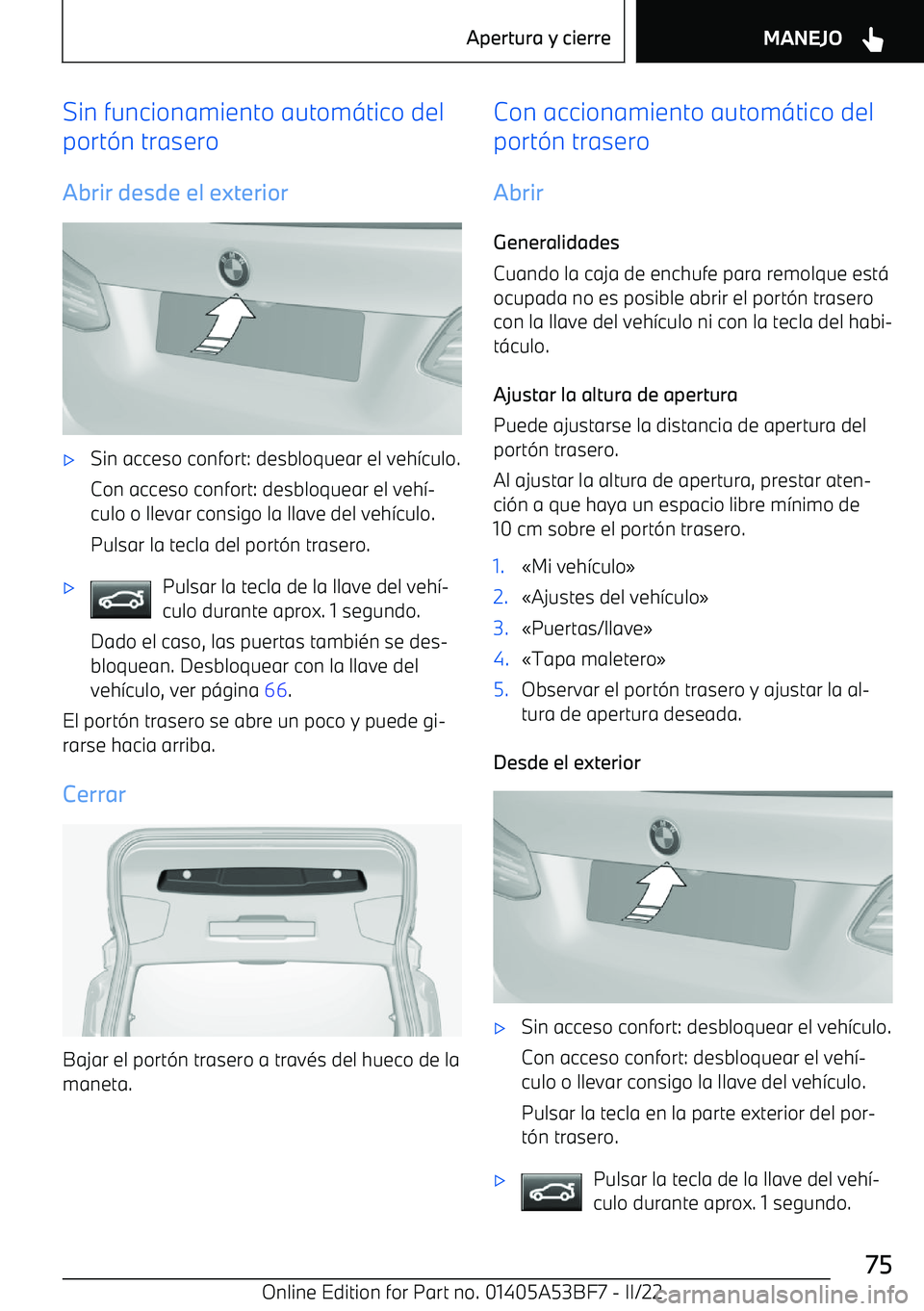 BMW X1 2022 Manuales de Empleo (in Spanish) Sin funcionamiento autom BMW X1 2022 Manuales de Empleo (in Spanish) Sin funcionamiento autom