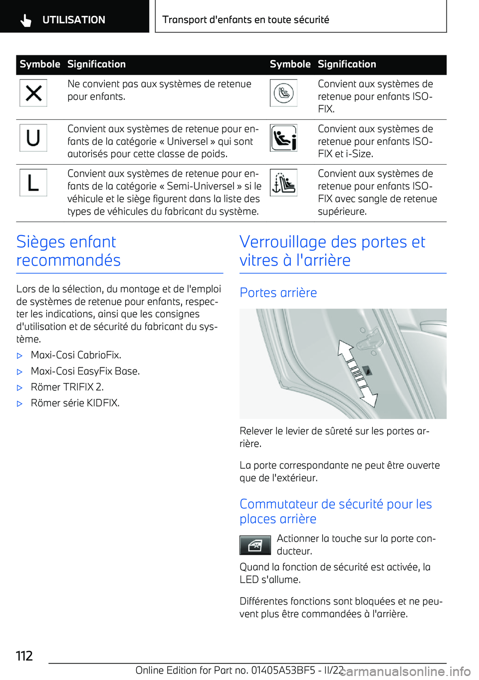 BMW X1 2022 Notices Demploi (in French) SymboleSignificationSymboleSignificationNe convient pas aux syst BMW X1 2022 Notices Demploi (in French) SymboleSignificationSymboleSignificationNe convient pas aux syst