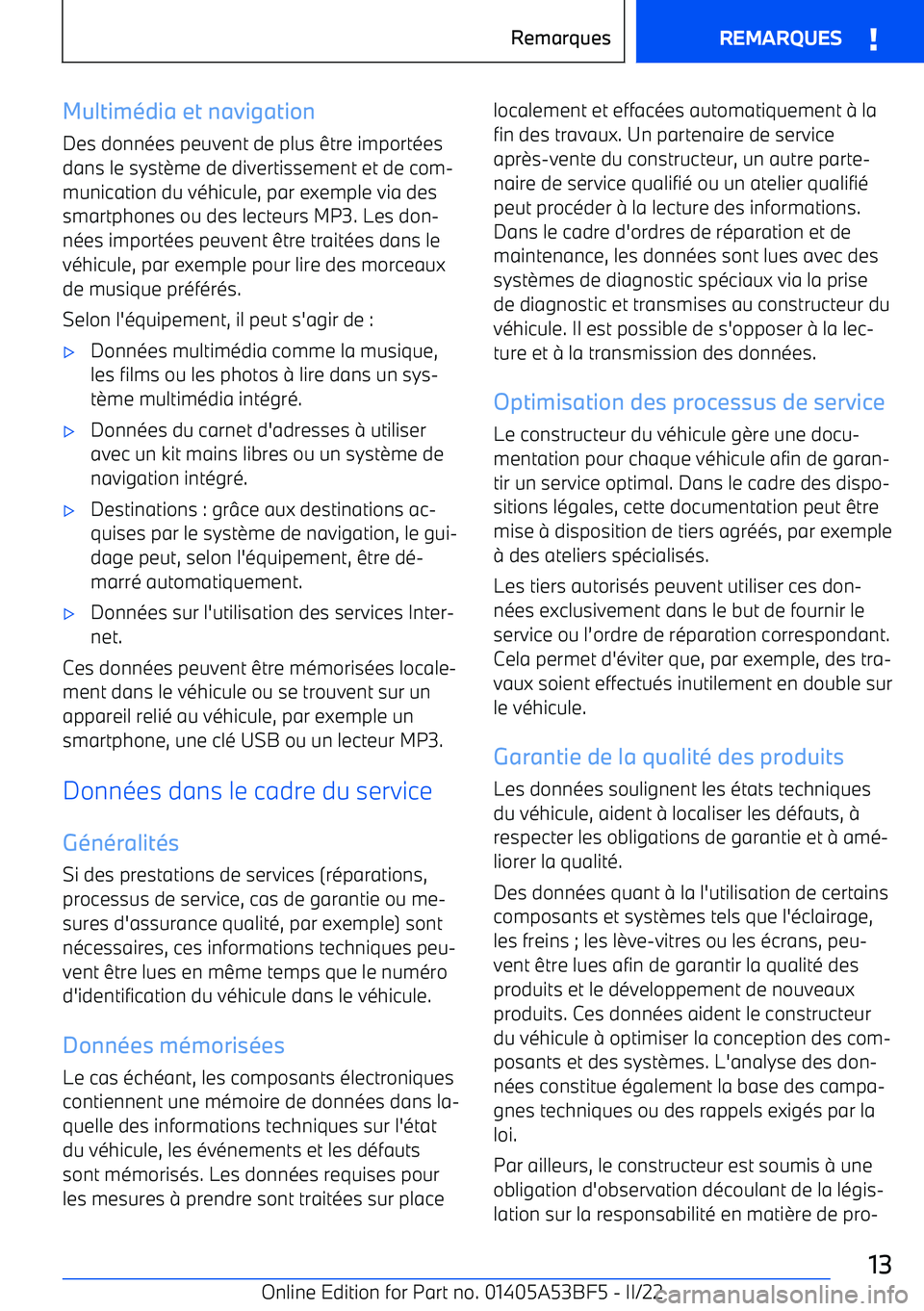 BMW X1 2022 Notices Demploi (in French) Multim BMW X1 2022 Notices Demploi (in French) Multim