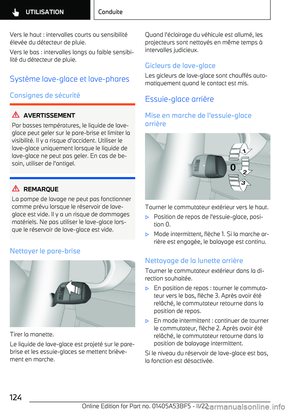BMW X1 2022 Notices Demploi (in French) Vers le haut : intervalles courts ou sensibilit BMW X1 2022 Notices Demploi (in French) Vers le haut : intervalles courts ou sensibilit