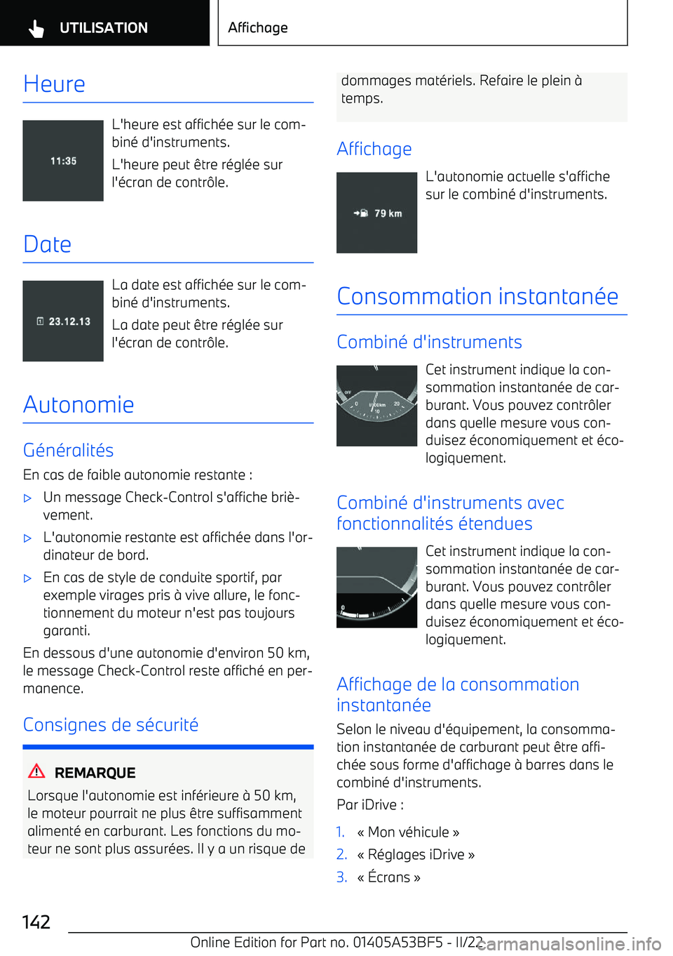 BMW X1 2022 Notices Demploi (in French) Heure
L BMW X1 2022 Notices Demploi (in French) Heure
L