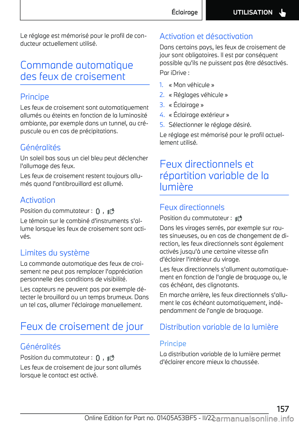 BMW X1 2022  Notices Demploi (in French) Le r