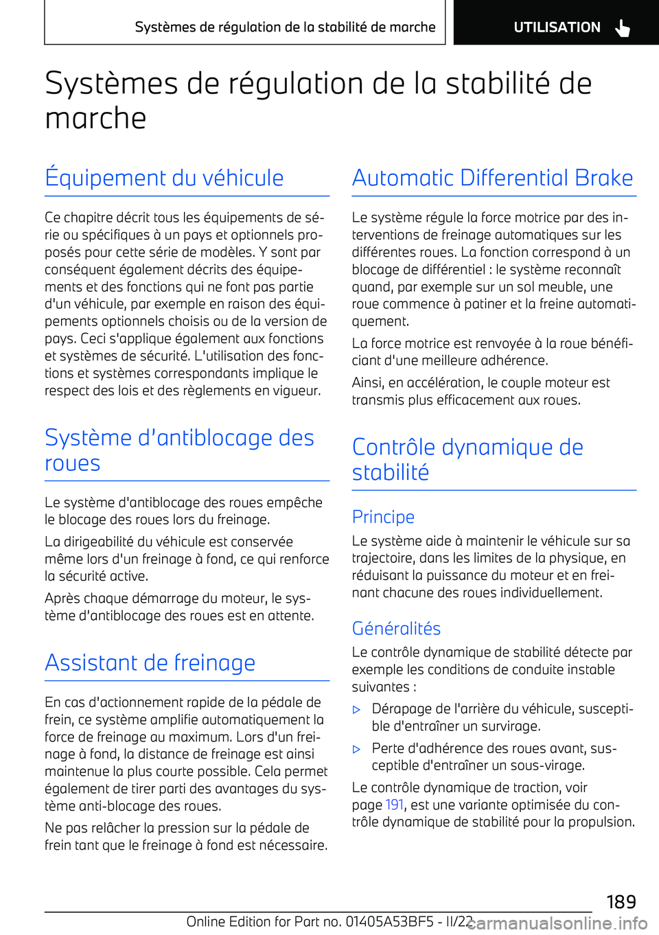 BMW X1 2022 Notices Demploi (in French) Syst BMW X1 2022 Notices Demploi (in French) Syst