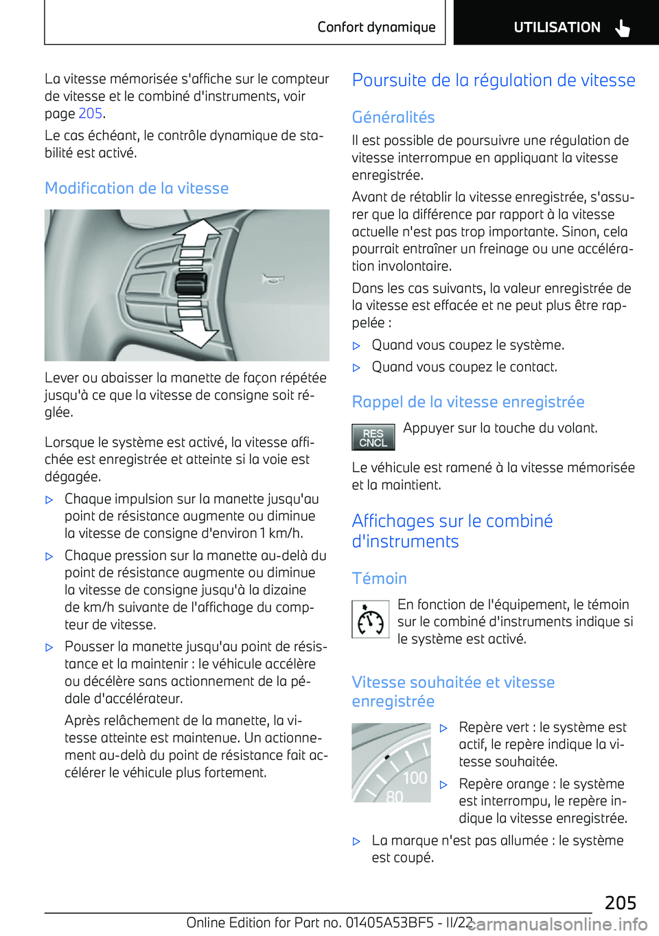 BMW X1 2022  Notices Demploi (in French) La vitesse m