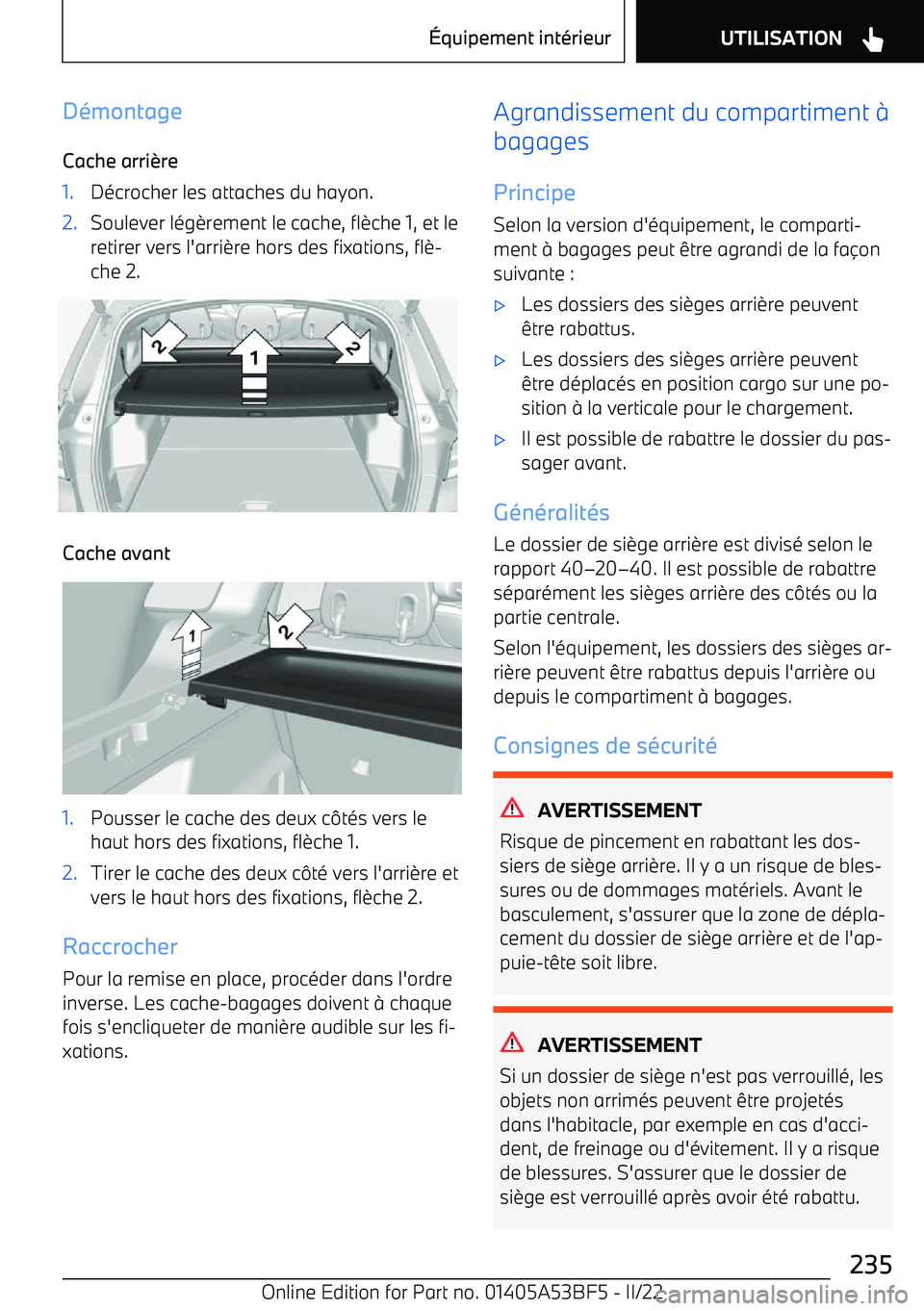 BMW X1 2022 Notices Demploi (in French) D BMW X1 2022 Notices Demploi (in French) D