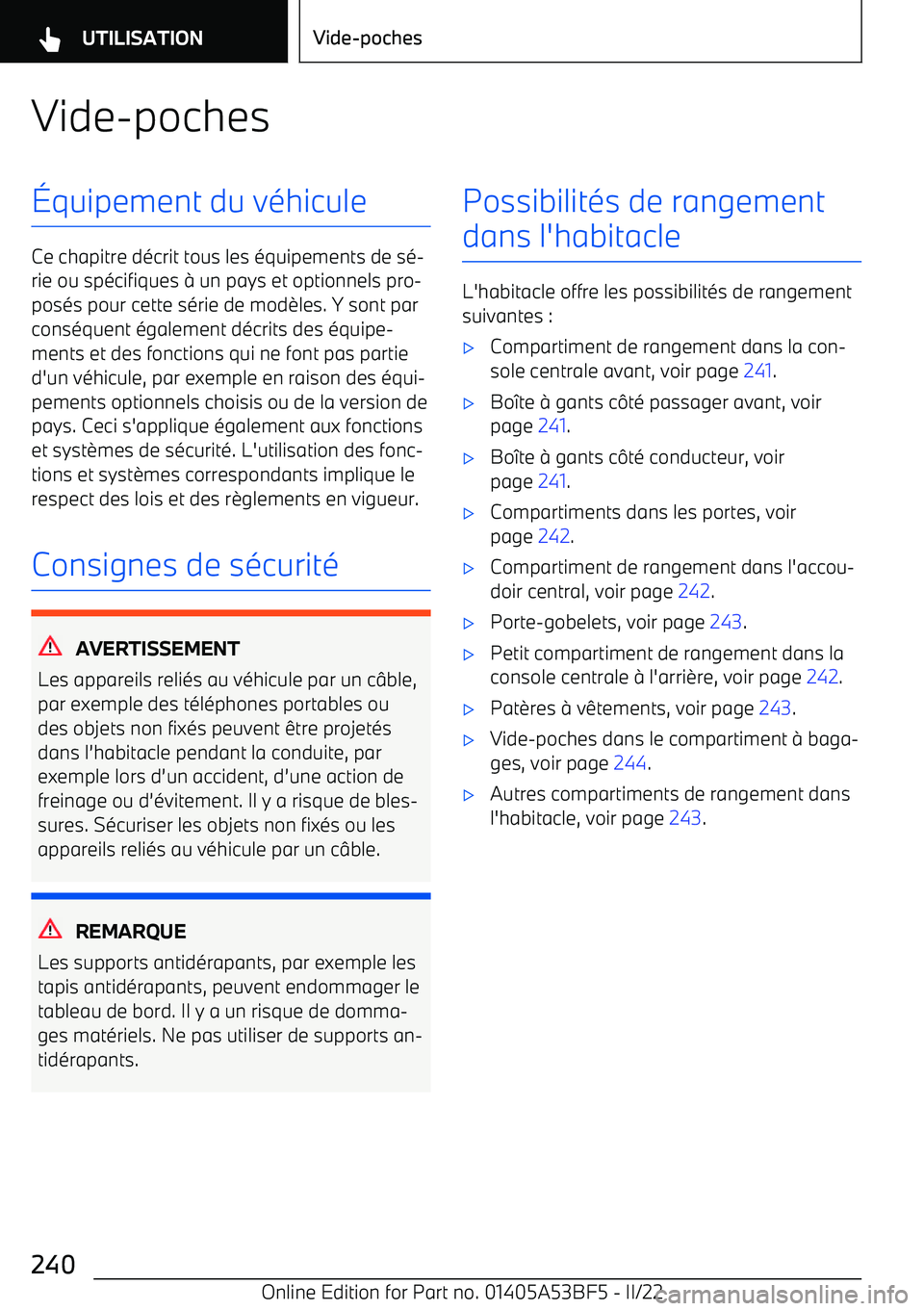 BMW X1 2022 Notices Demploi (in French) Vide BMW X1 2022 Notices Demploi (in French) Vide