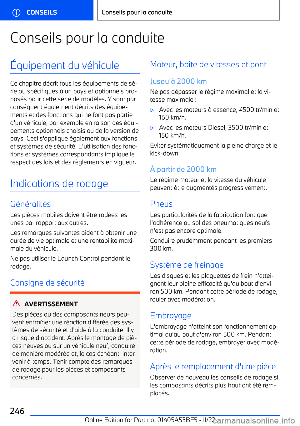 BMW X1 2022 Notices Demploi (in French) Conseils pour la conduite BMW X1 2022 Notices Demploi (in French) Conseils pour la conduite