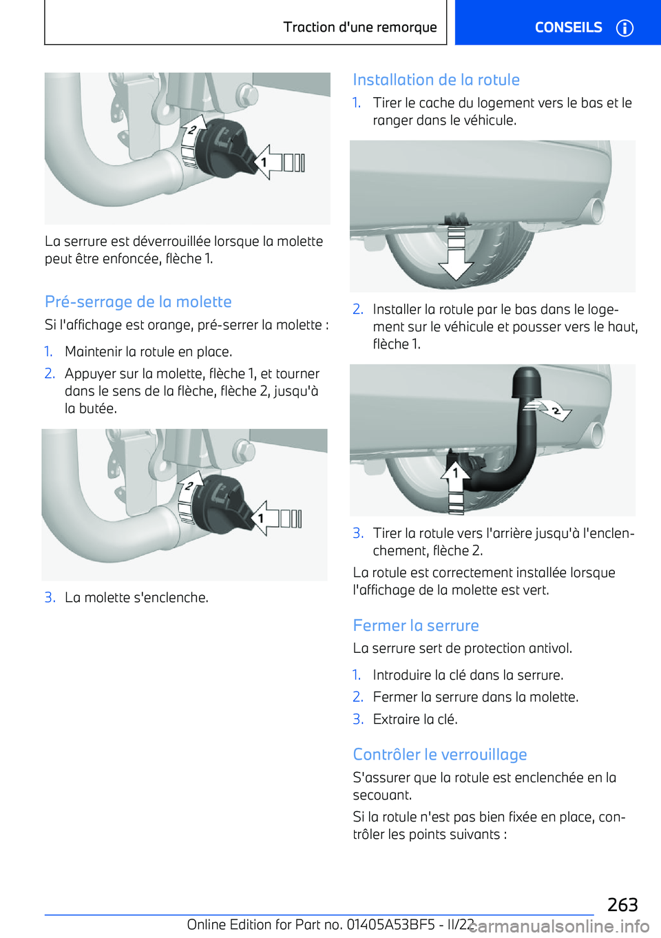 BMW X1 2022 Notices Demploi (in French) La serrure est d BMW X1 2022 Notices Demploi (in French) La serrure est d