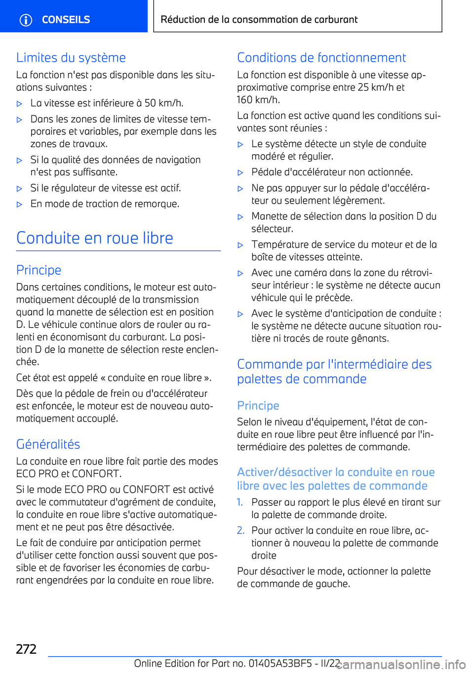 BMW X1 2022 Notices Demploi (in French) Limites du syst BMW X1 2022 Notices Demploi (in French) Limites du syst