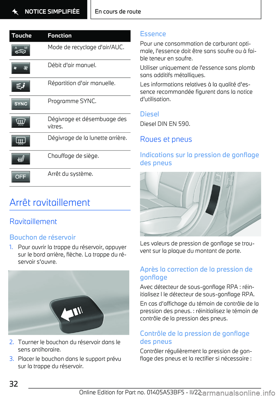 BMW X1 2022 Notices Demploi (in French) ToucheFonctionMode de recyclage d BMW X1 2022 Notices Demploi (in French) ToucheFonctionMode de recyclage d