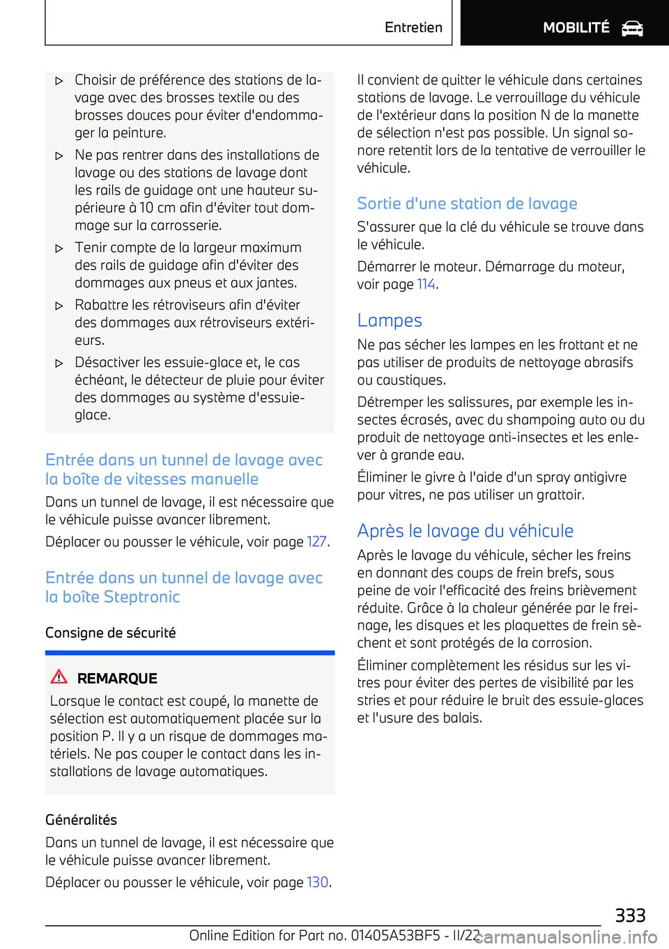 BMW X1 2022 Notices Demploi (in French) BMW X1 2022 Notices Demploi (in French)