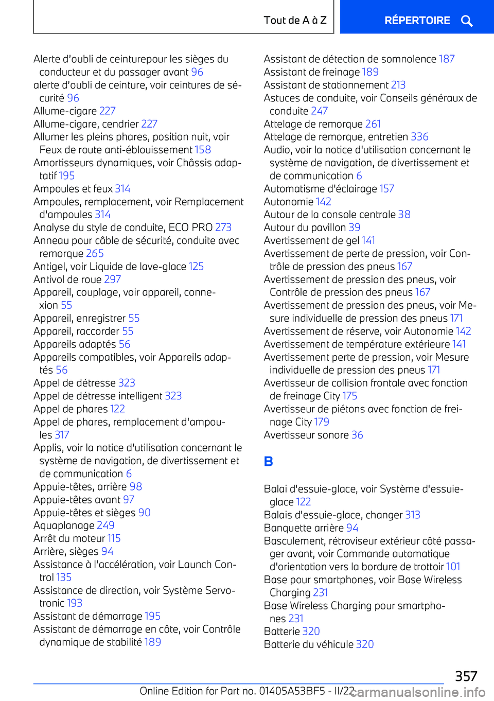 BMW X1 2022 Notices Demploi (in French) Alerte d BMW X1 2022 Notices Demploi (in French) Alerte d