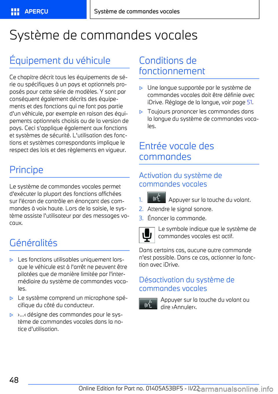 BMW X1 2022 Notices Demploi (in French) Syst BMW X1 2022 Notices Demploi (in French) Syst
