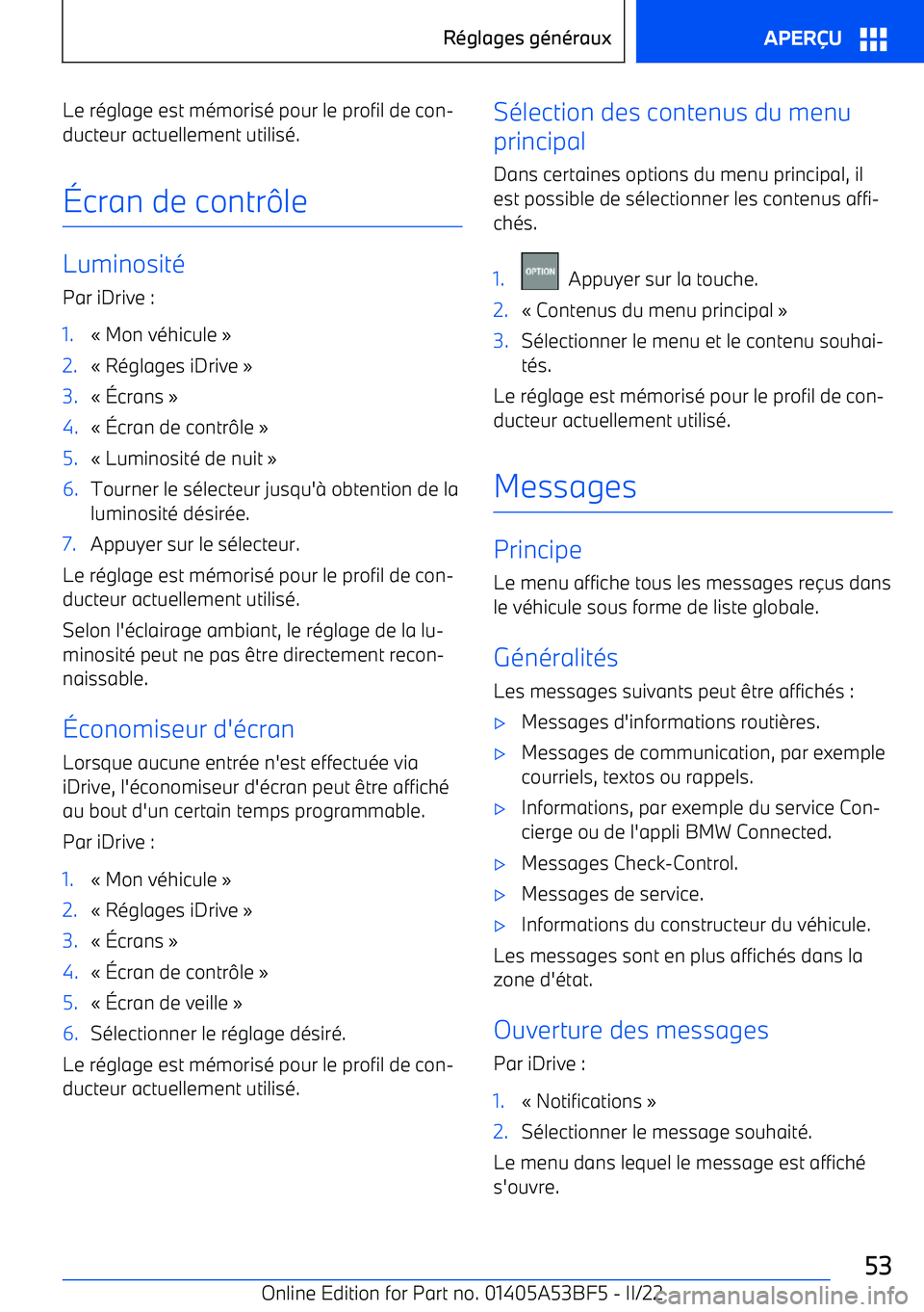BMW X1 2022 Notices Demploi (in French) Le r BMW X1 2022 Notices Demploi (in French) Le r