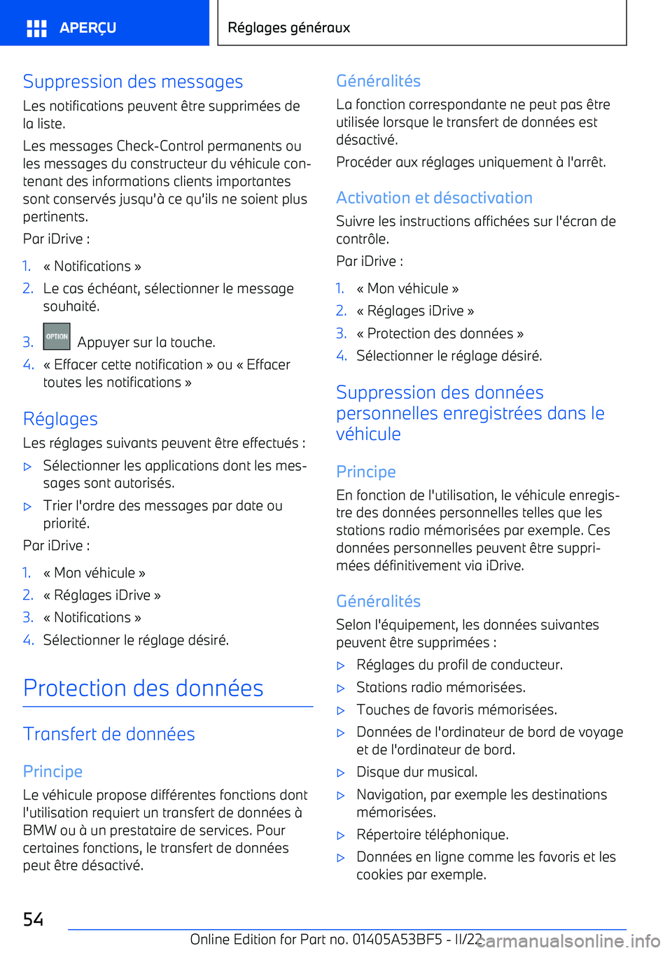 BMW X1 2022 Notices Demploi (in French) Suppression des messagesLes notifications peuvent BMW X1 2022 Notices Demploi (in French) Suppression des messagesLes notifications peuvent