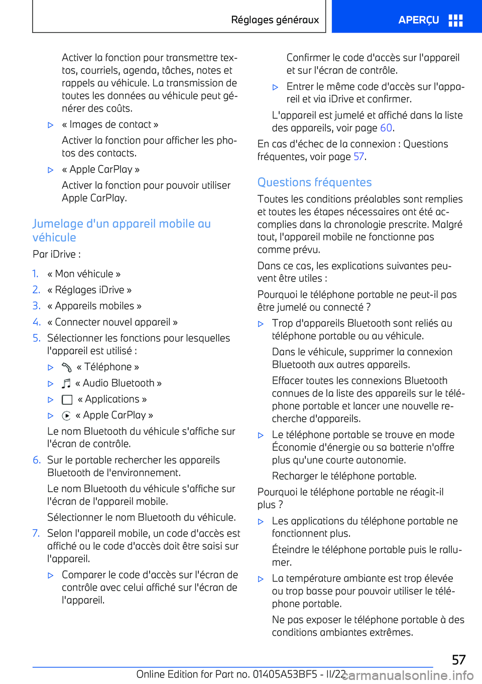 BMW X1 2022 Notices Demploi (in French) Activer la fonction pour transmettre tex BMW X1 2022 Notices Demploi (in French) Activer la fonction pour transmettre tex