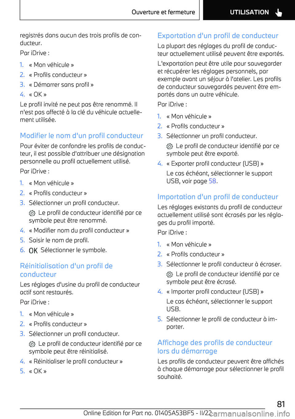BMW X1 2022 Notices Demploi (in French) registr BMW X1 2022 Notices Demploi (in French) registr