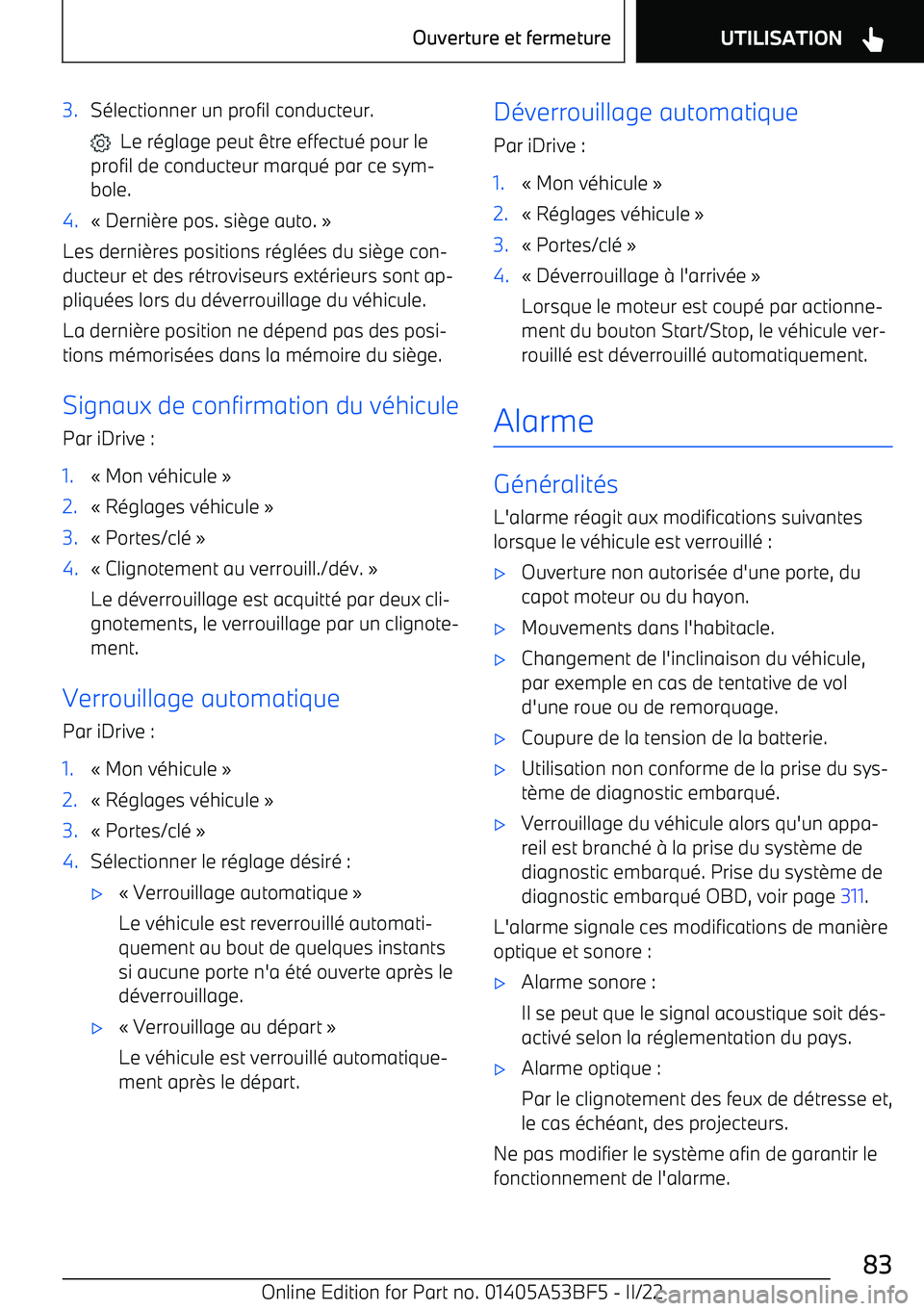 BMW X1 2022 Notices Demploi (in French) 3.S BMW X1 2022 Notices Demploi (in French) 3.S