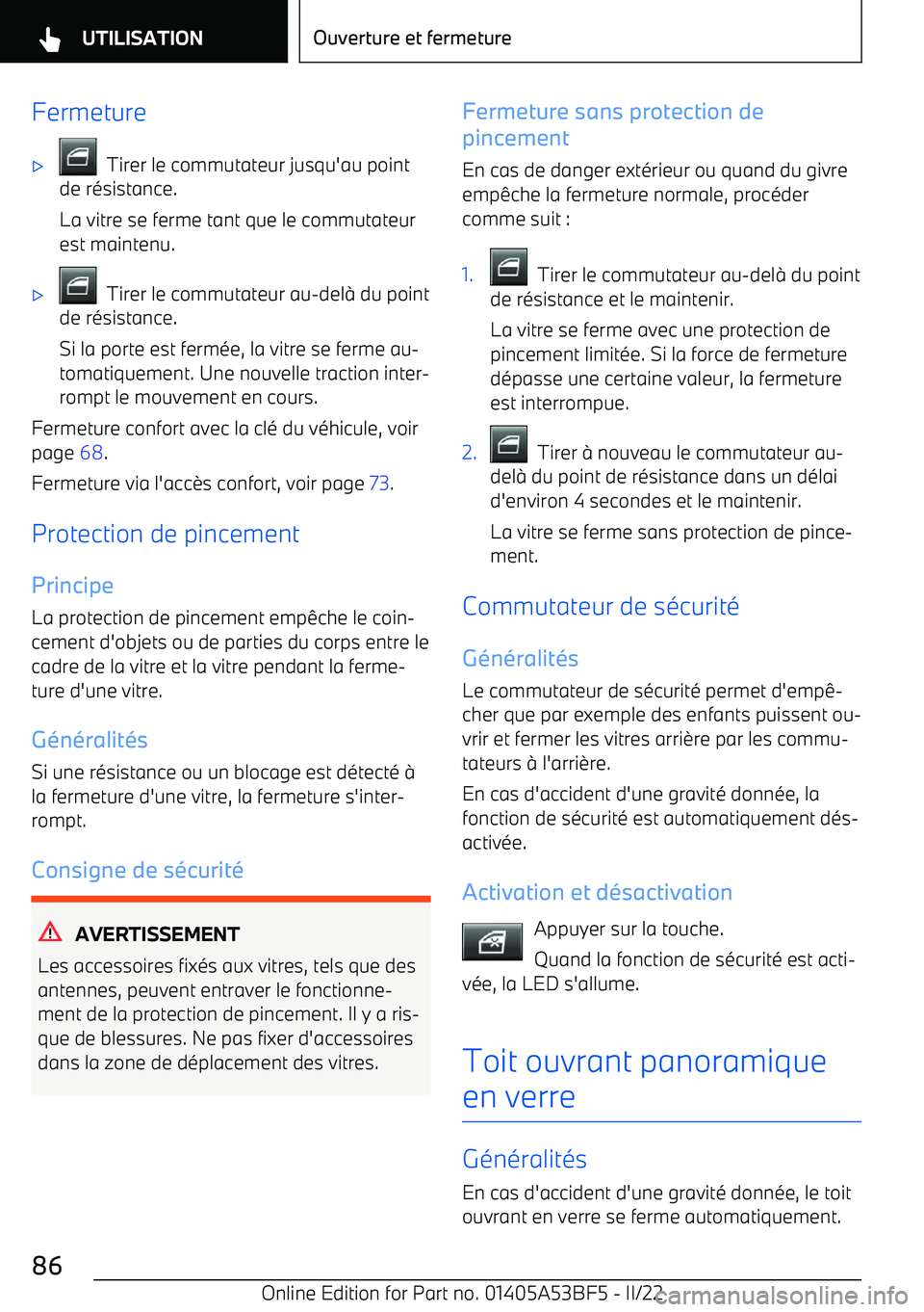 BMW X1 2022 Notices Demploi (in French) Fermeture BMW X1 2022 Notices Demploi (in French) Fermeture