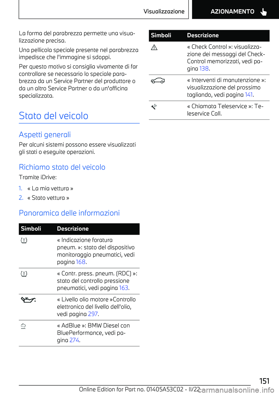 BMW X1 2022 Libretti Di Uso E manutenzione (in Italian) La forma del parabrezza permette una visua BMW X1 2022 Libretti Di Uso E manutenzione (in Italian) La forma del parabrezza permette una visua