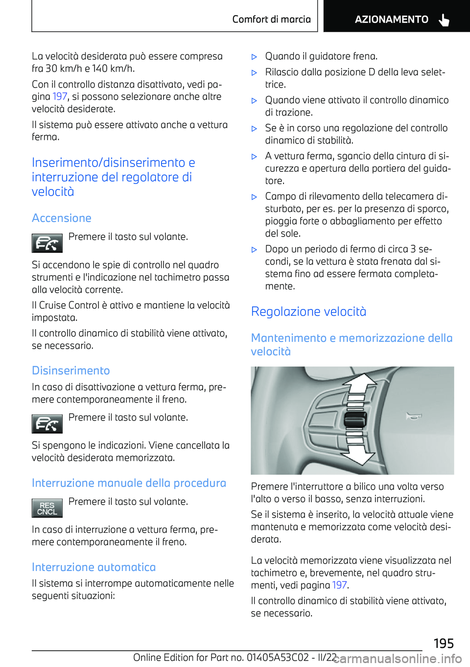 BMW X1 2022 Libretti Di Uso E manutenzione (in Italian) La velocit BMW X1 2022 Libretti Di Uso E manutenzione (in Italian) La velocit