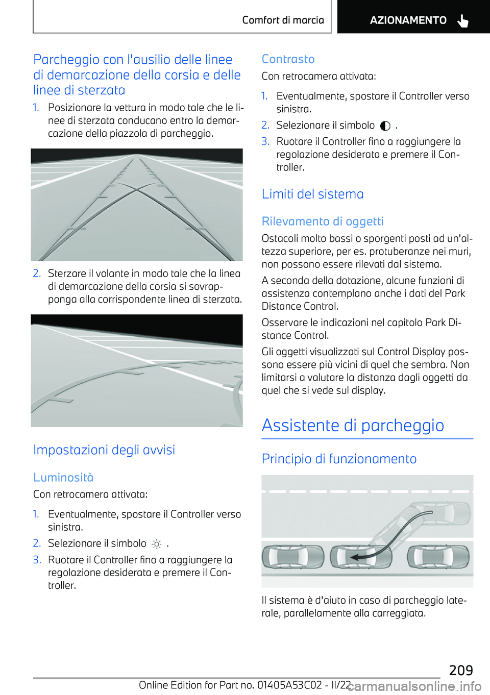 BMW X1 2022 Libretti Di Uso E manutenzione (in Italian) Parcheggio con l BMW X1 2022 Libretti Di Uso E manutenzione (in Italian) Parcheggio con l