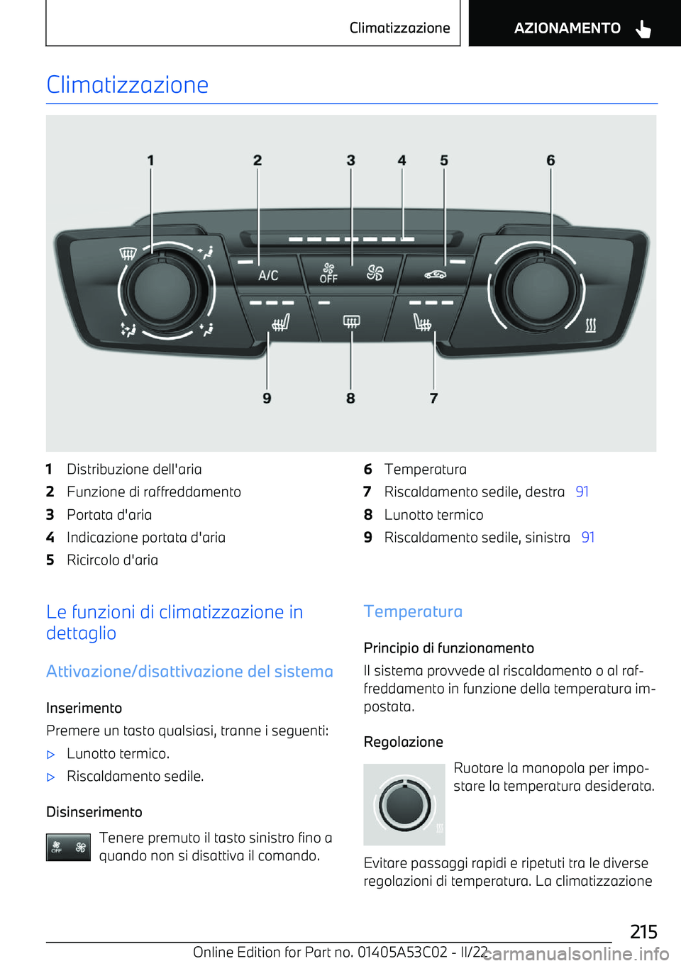 BMW X1 2022 Libretti Di Uso E manutenzione (in Italian) Climatizzazione1Distribuzione dell BMW X1 2022 Libretti Di Uso E manutenzione (in Italian) Climatizzazione1Distribuzione dell