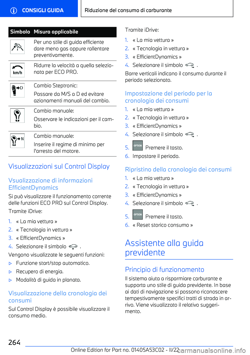 BMW X1 2022 Libretti Di Uso E manutenzione (in Italian) SimboloMisura applicabilePer uno stile di guida efficiente
dare meno gas oppure rallentare
preventivamente.Ridurre la velocit BMW X1 2022 Libretti Di Uso E manutenzione (in Italian) SimboloMisura applicabilePer uno stile di guida efficiente
dare meno gas oppure rallentare
preventivamente.Ridurre la velocit