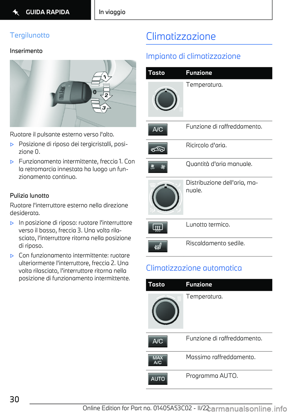 BMW X1 2022  Libretti Di Uso E manutenzione (in Italian) TergilunottoInserimento
Ruotare il pulsante esterno verso l