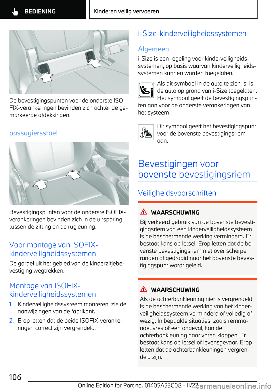 BMW X1 2022  Instructieboekjes (in Dutch) De bevestigingspunten voor de onderste ISO