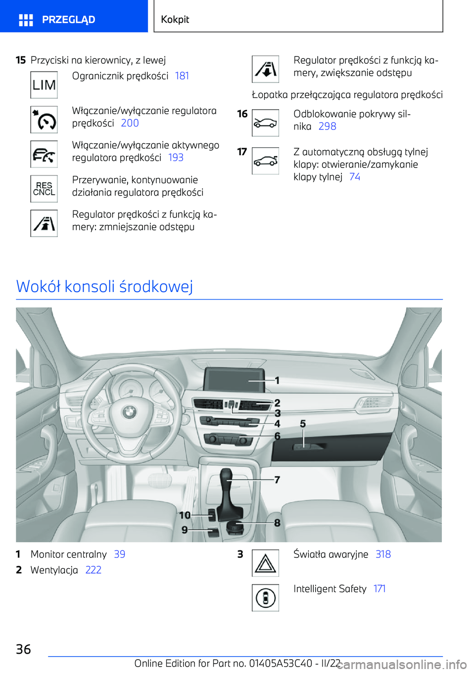 BMW X1 2022 Instrukcja obsługi (in Polish) 15Przyciski na kierownicy, z lewejOgranicznik pr BMW X1 2022 Instrukcja obsługi (in Polish) 15Przyciski na kierownicy, z lewejOgranicznik pr