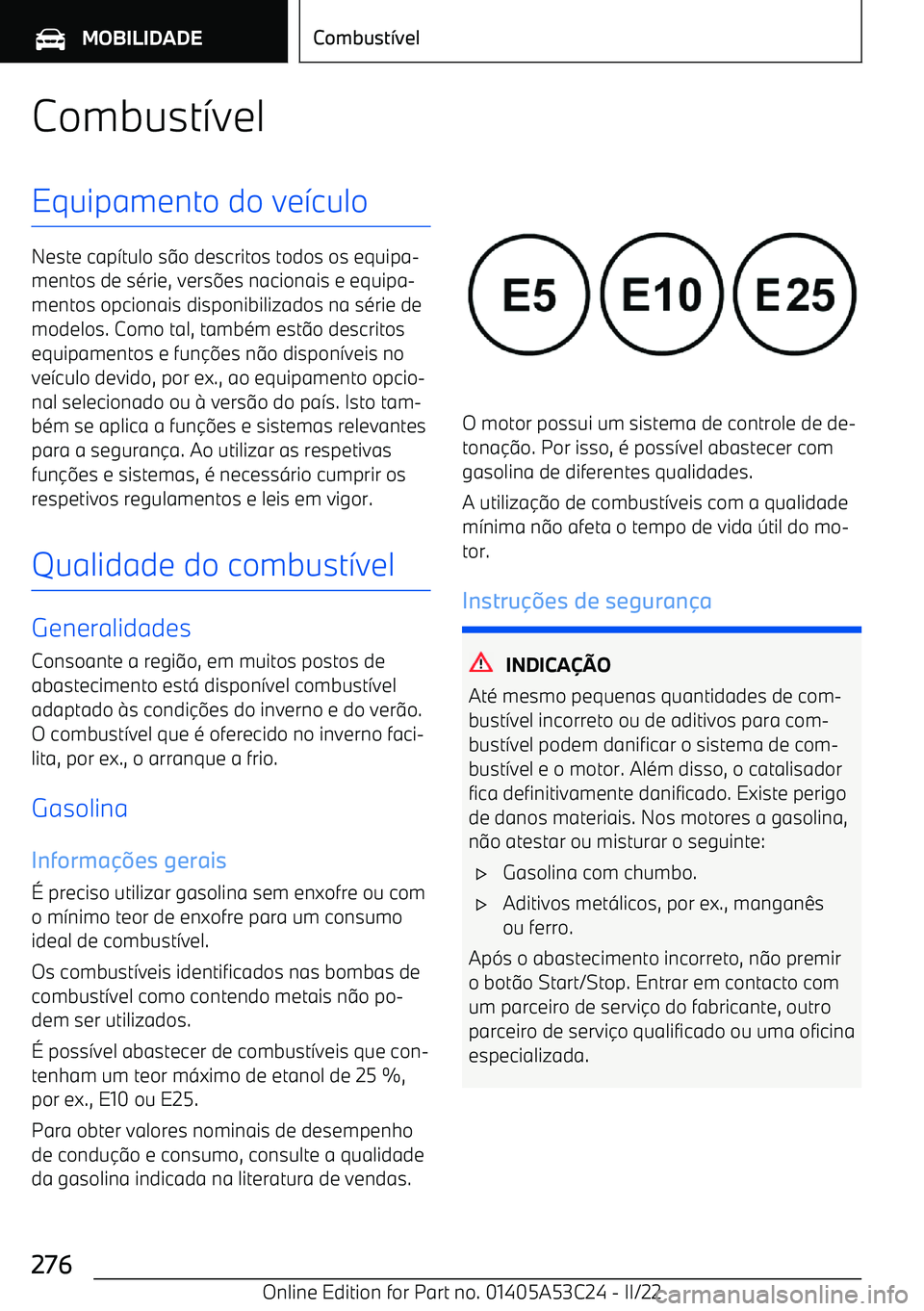 BMW X1 2022  Manual do condutor (in Portuguese) Combust