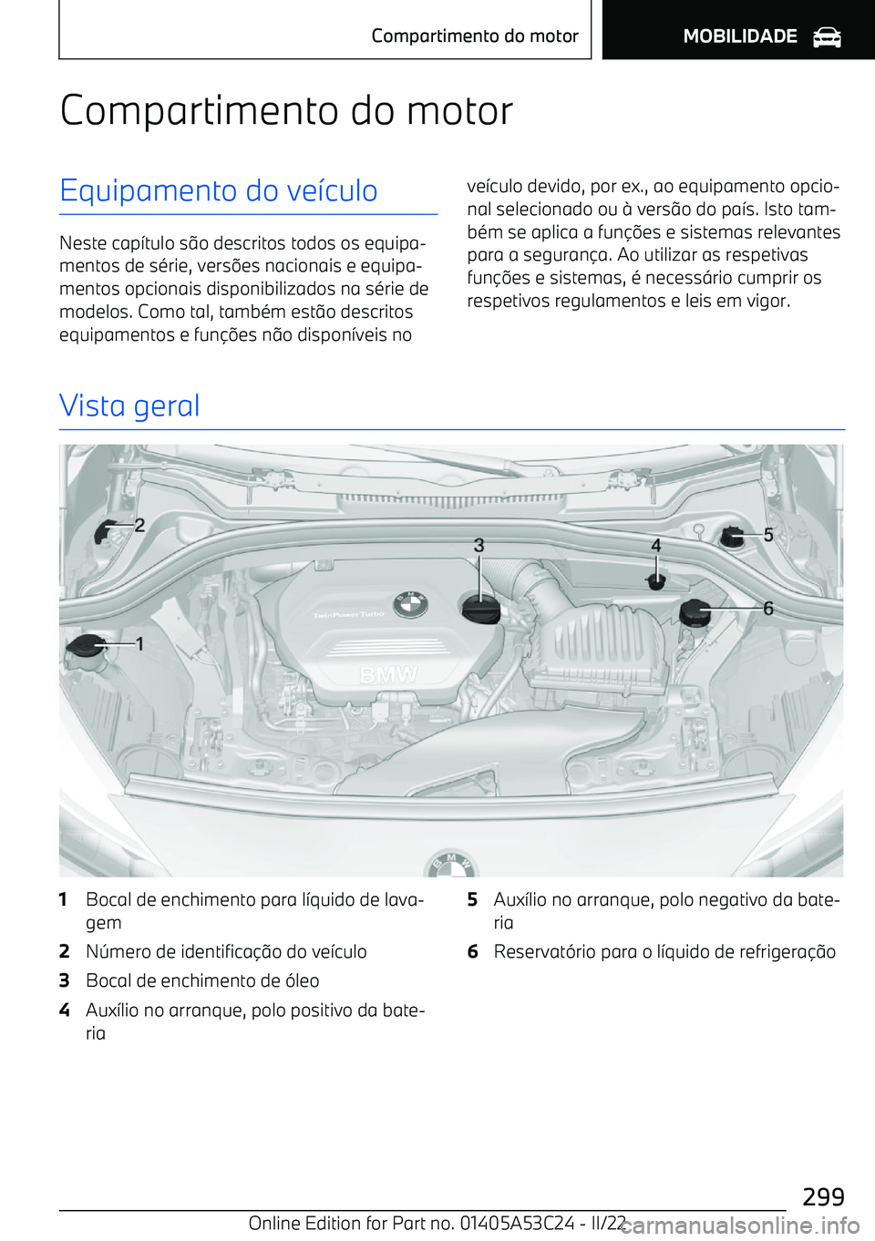 BMW X1 2022  Manual do condutor (in Portuguese) Compartimento do motorEquipamento do ve