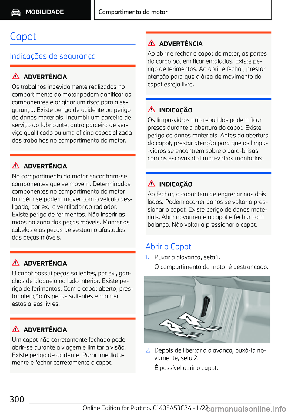 BMW X1 2022  Manual do condutor (in Portuguese) Capot
Indica