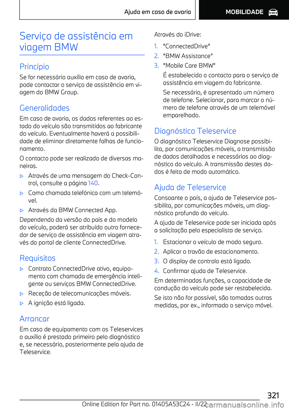 BMW X1 2022  Manual do condutor (in Portuguese) Servi