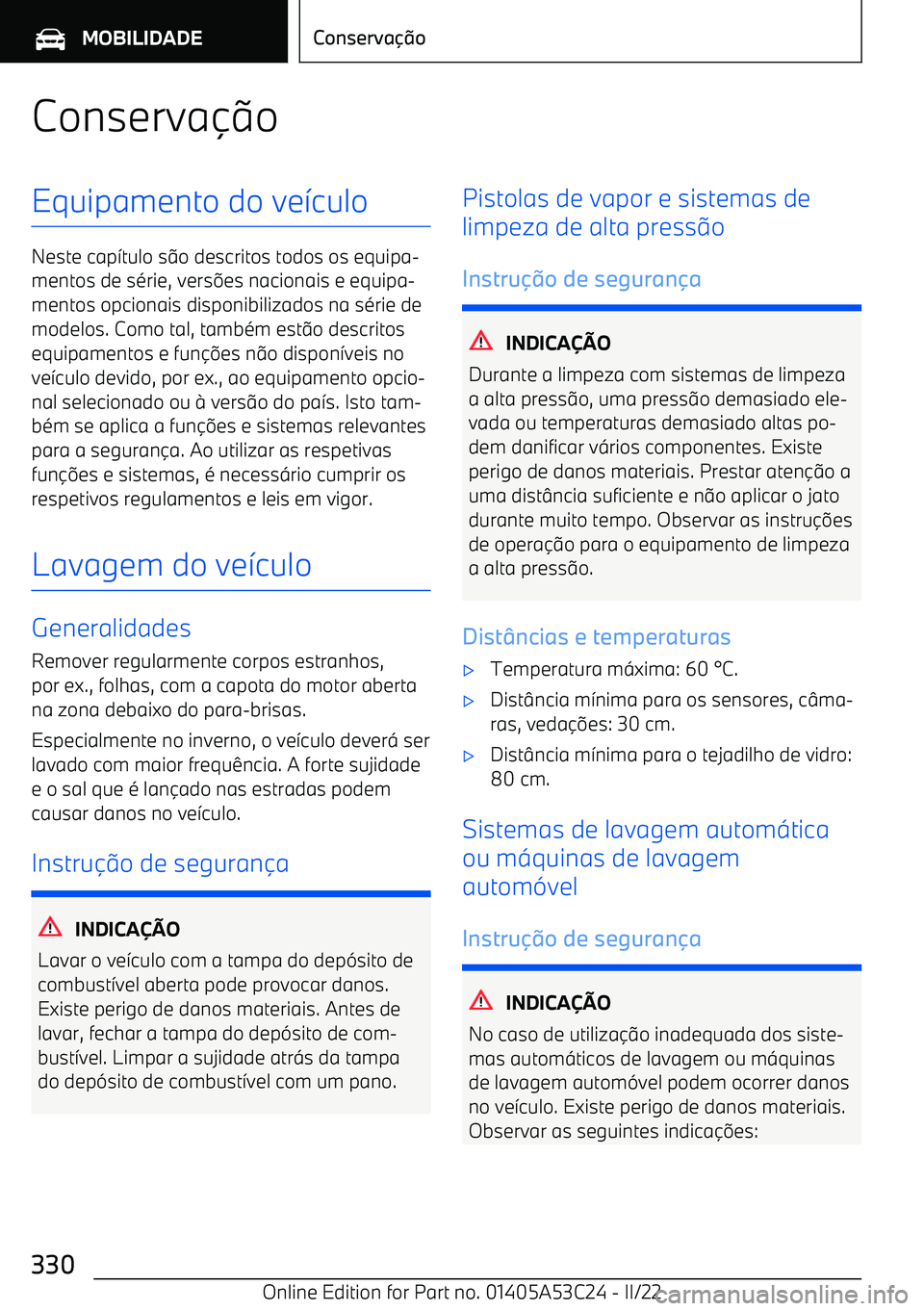 BMW X1 2022  Manual do condutor (in Portuguese) Conserva
