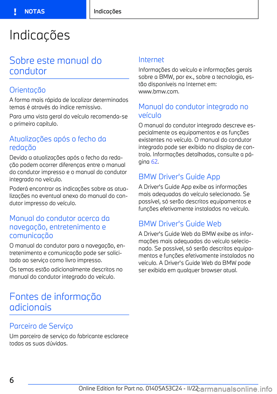 BMW X1 2022  Manual do condutor (in Portuguese) Indica