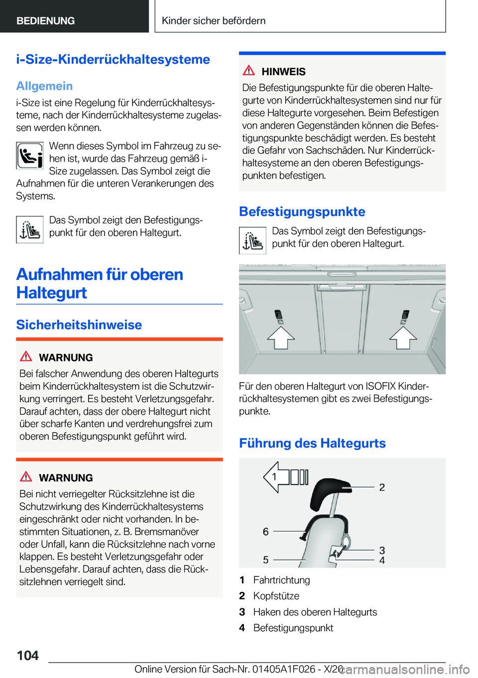 BMW X1 2021  Betriebsanleitungen (in German) �i�-�S�i�z�e�-�K�i�n�d�e�r�r�