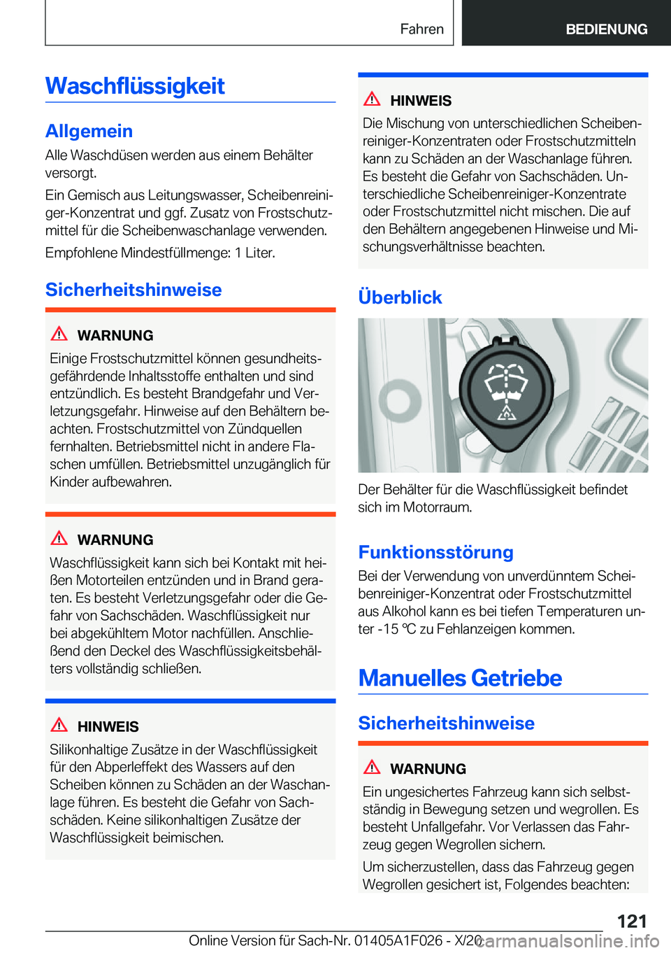 BMW X1 2021  Betriebsanleitungen (in German) �W�a�s�c�h�f�l�