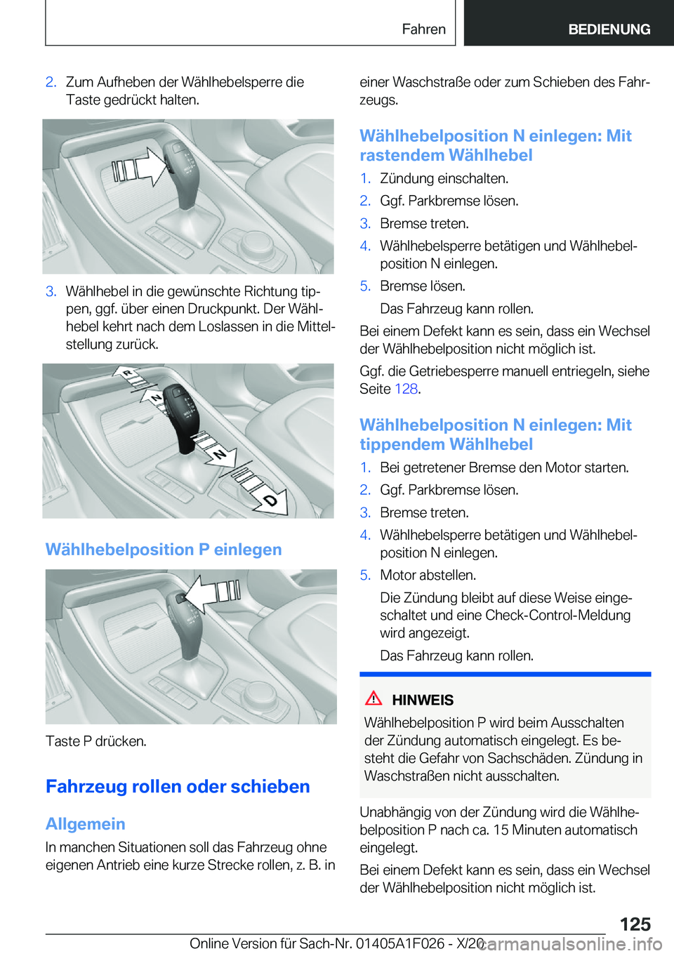 BMW X1 2021  Betriebsanleitungen (in German) �2�.�Z�u�m��A�u�f�h�e�b�e�n��d�e�r��W�