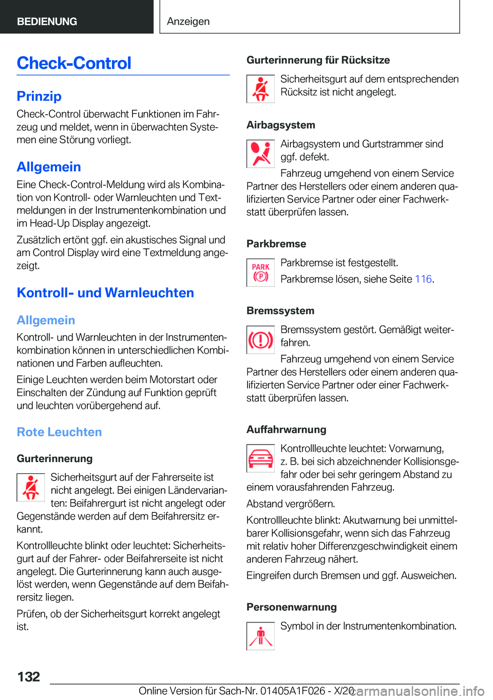 BMW X1 2021  Betriebsanleitungen (in German) �C�h�e�c�k�-�C�o�n�t�r�o�l
�P�r�i�n�z�i�p
�C�h�e�c�k�-�C�o�n�t�r�o�l��