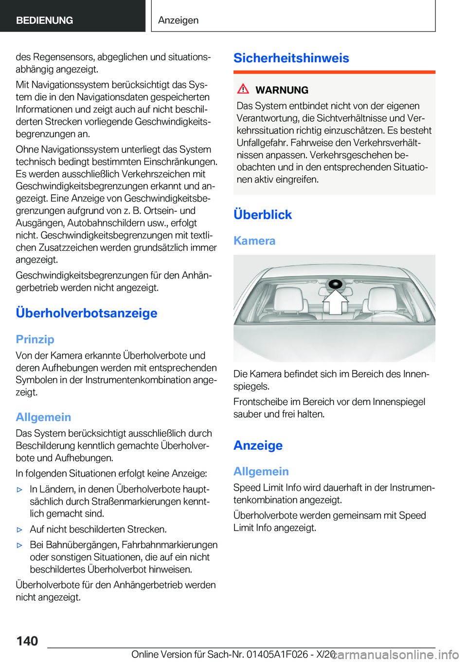 BMW X1 2021  Betriebsanleitungen (in German) �d�e�s��R�e�g�e�n�s�e�n�s�o�r�s�,��a�b�g�e�g�l�i�c�h�e�n��u�n�d��s�i�t�u�a�t�i�o�n�sj�a�b�h�