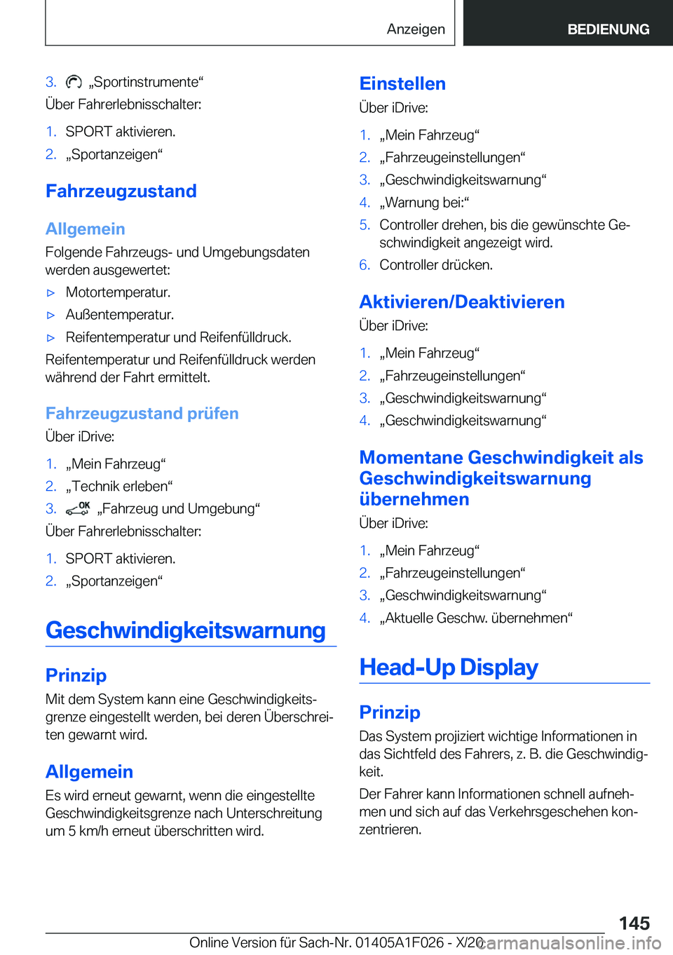 BMW X1 2021  Betriebsanleitungen (in German) �3�.��x�S�p�o�r�t�i�n�s�t�r�u�m�e�n�t�ev
�