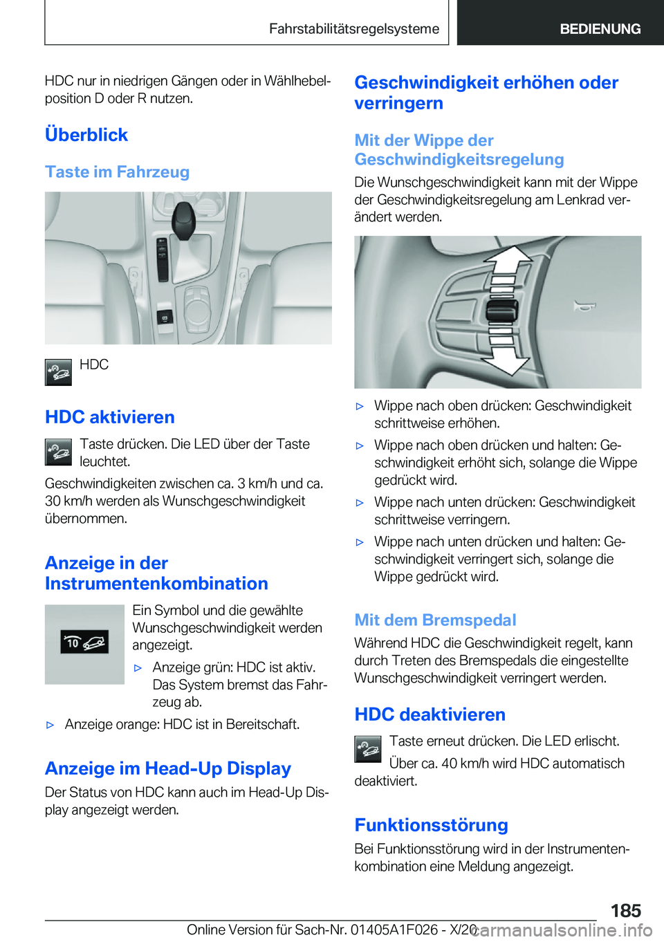 BMW X1 2021  Betriebsanleitungen (in German) �H�D�C��n�u�r��i�n��n�i�e�d�r�i�g�e�n��G�