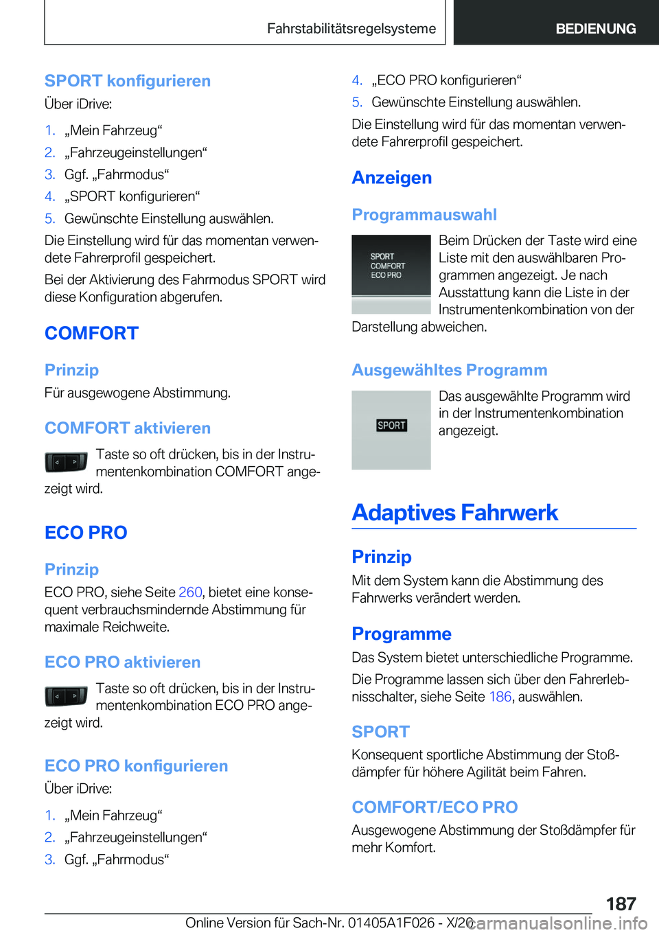 BMW X1 2021  Betriebsanleitungen (in German) �S�P�O�R�T��k�o�n�f�i�g�u�r�i�e�r�e�n�