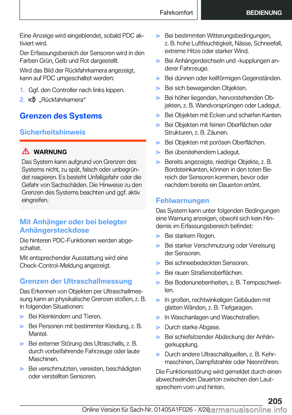 BMW X1 2021  Betriebsanleitungen (in German) �E�i�n�e��A�n�z�e�i�g�e��w�i�r�d��e�i�n�g�e�b�l�e�n�d�e�t�,��s�o�b�a�l�d��P�D�C��a�kj
�t�i�v�i�e�r�t��w�i�r�d�.
�D�e�r��E�r�f�a�s�s�u�n�g�s�b�e�r�e�i�c�h��d�e�r��S�e�n�s�o�r�e�n��w�i�r�d�